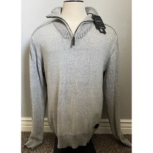 NEW! Projek Raw Mens XL Sweater Gray Black  1/4 Zip Pullover Knit Long Sleeve